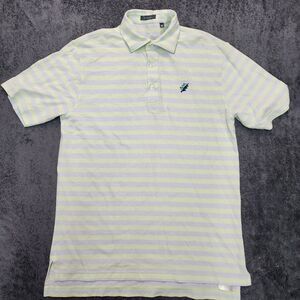 Turtleson Men’s Green & Blue Striped Golf Stretch Polo Shirt Size Medium